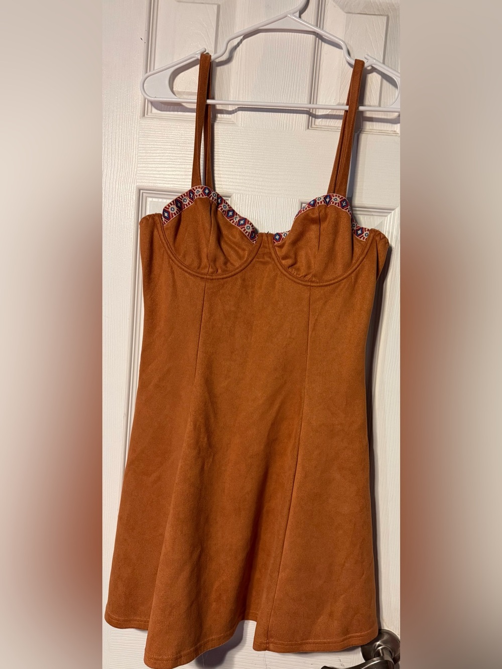 SHEIN Rust Brown Fit-and-Flare Dress with Embroidered Bust size L - Picture 2 of 2